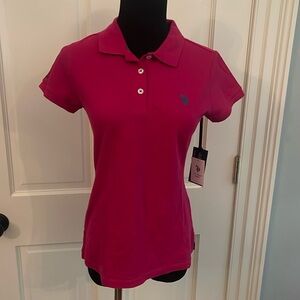 NWT U.S. Polo Association pink with blue accents medium